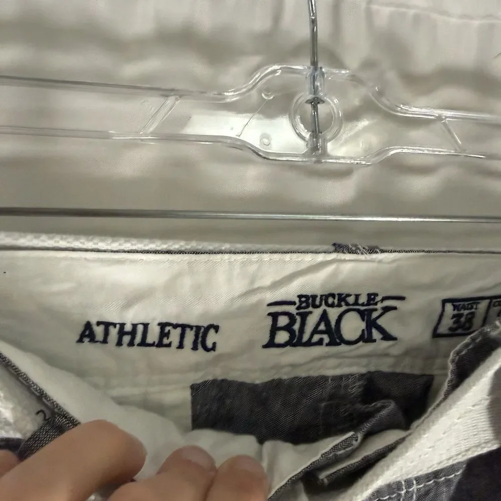 Buckle Black Linen Blend Shorts Men's 38 Grey Belted Athletic 8